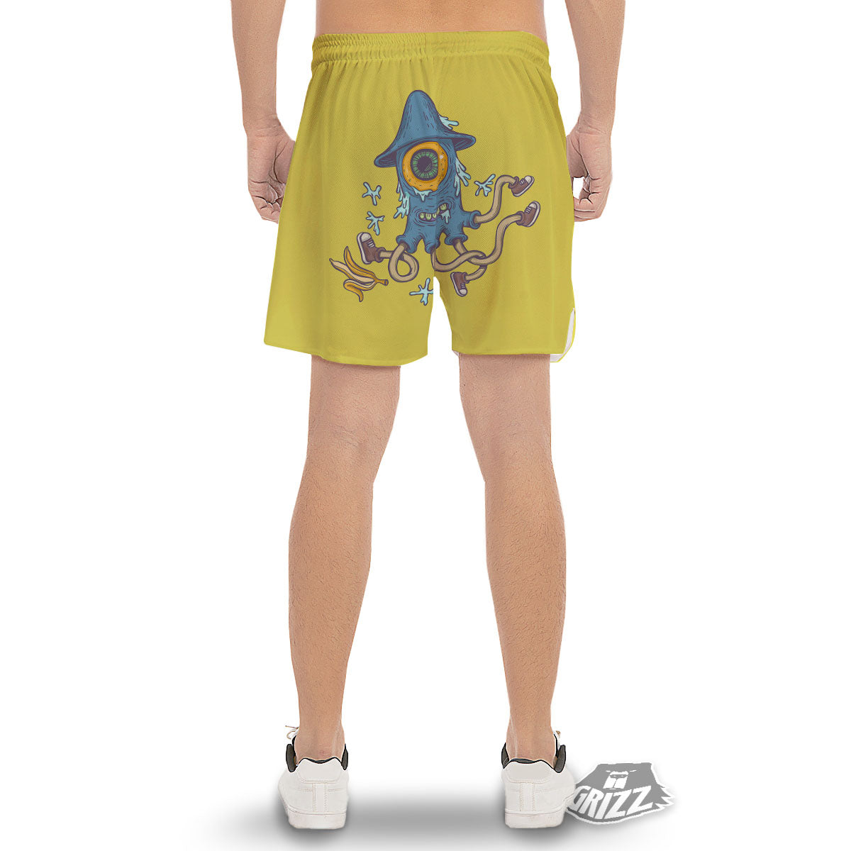 Monster Graffiti Characters Print Men's Gym Shorts-grizzshop