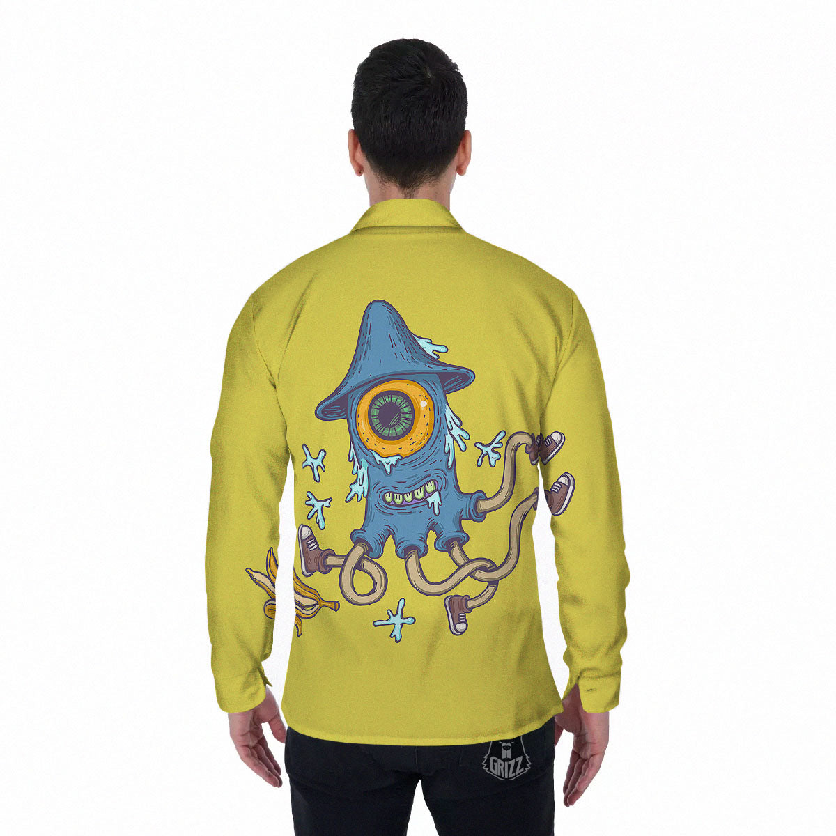 Monster Graffiti Characters Print Men's Long Sleeve Shirts-grizzshop