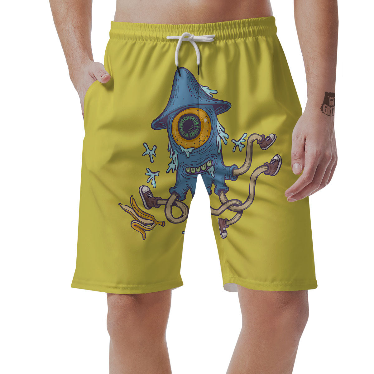 Monster Graffiti Characters Print Men's Shorts-grizzshop
