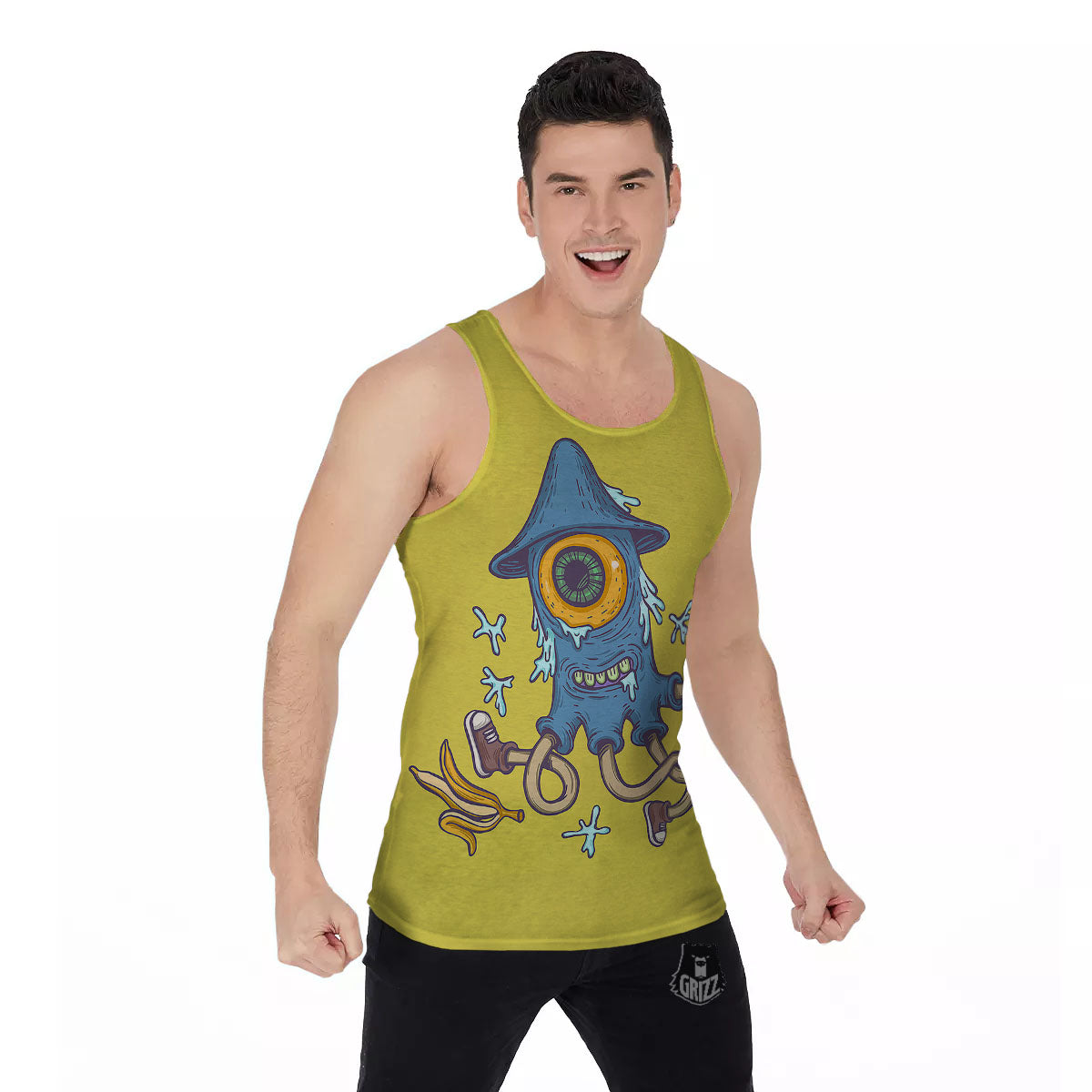 Monster Graffiti Characters Print Men's Tank Top-grizzshop