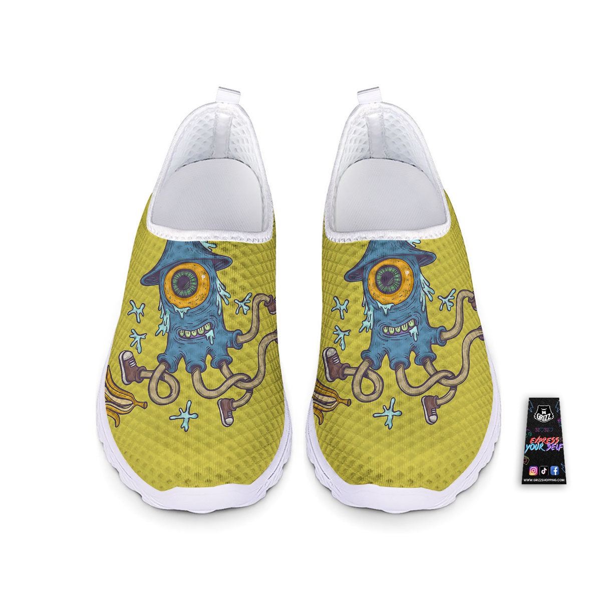 Monster Graffiti Characters Print Nurse Shoes-grizzshop