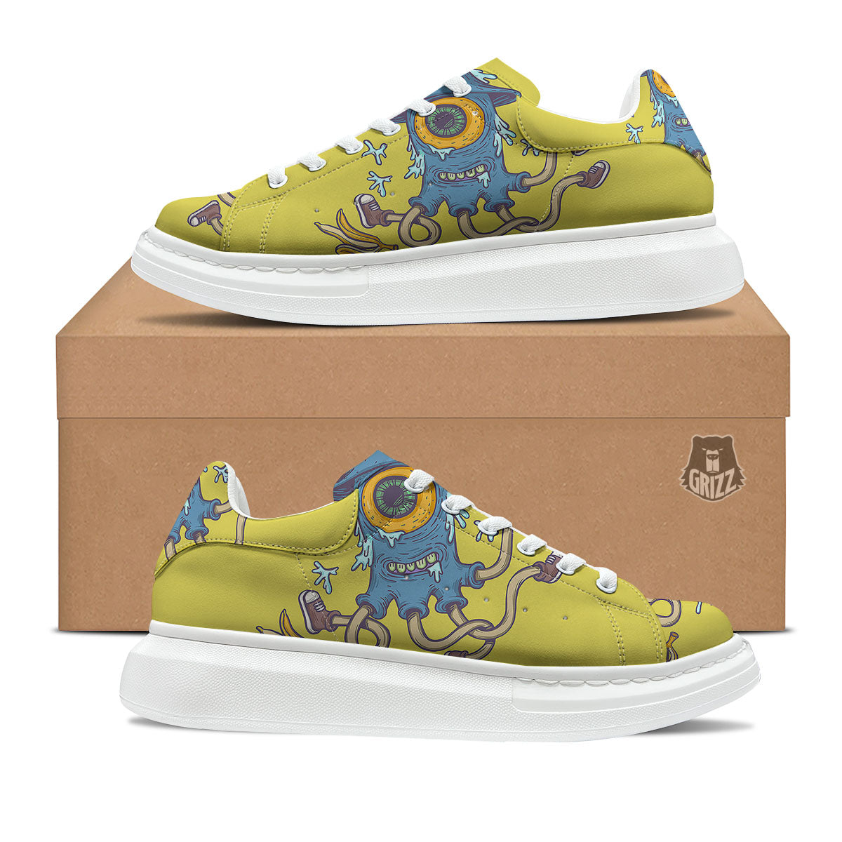 Monster Graffiti Characters Print Platform Shoes-grizzshop