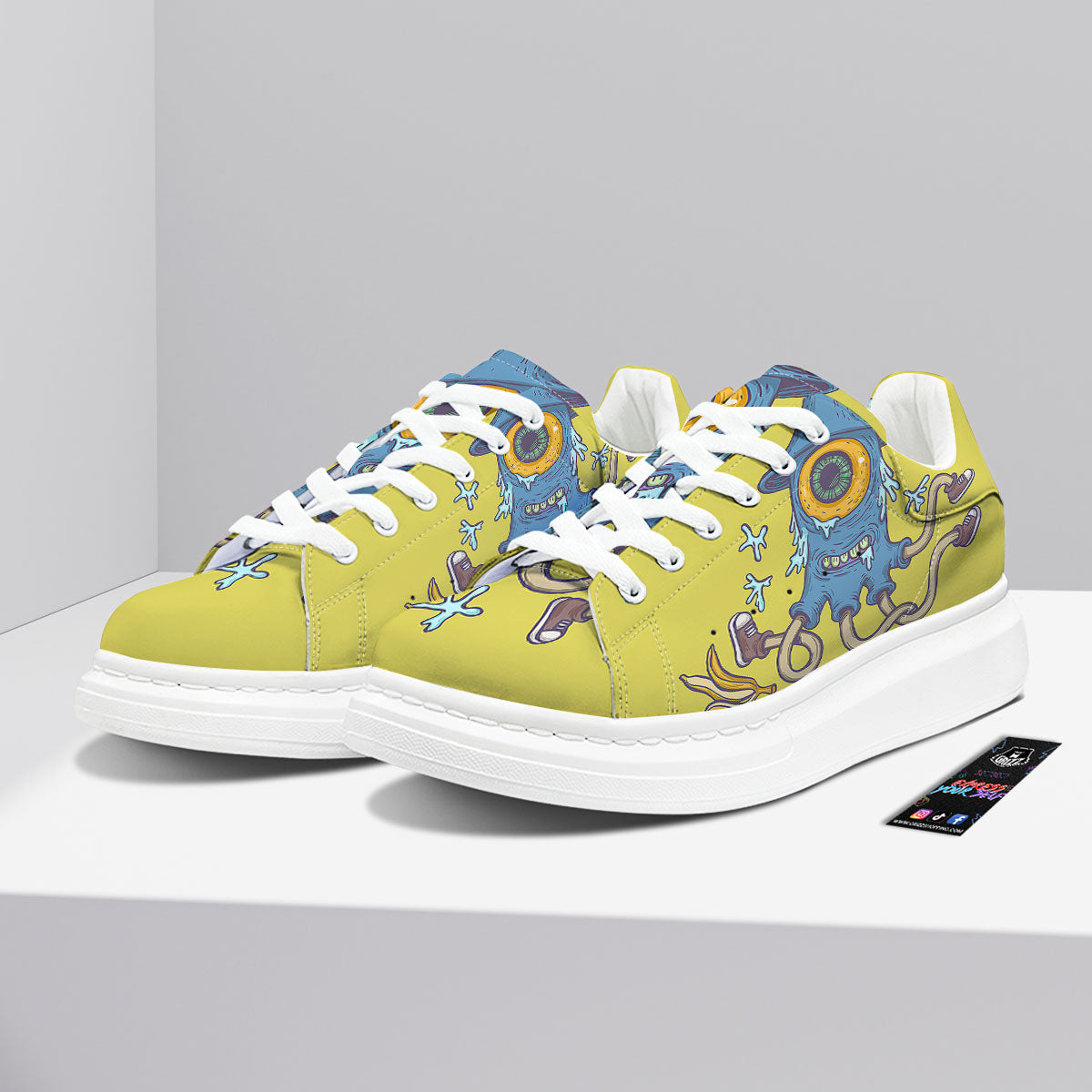 Monster Graffiti Characters Print Platform Shoes-grizzshop