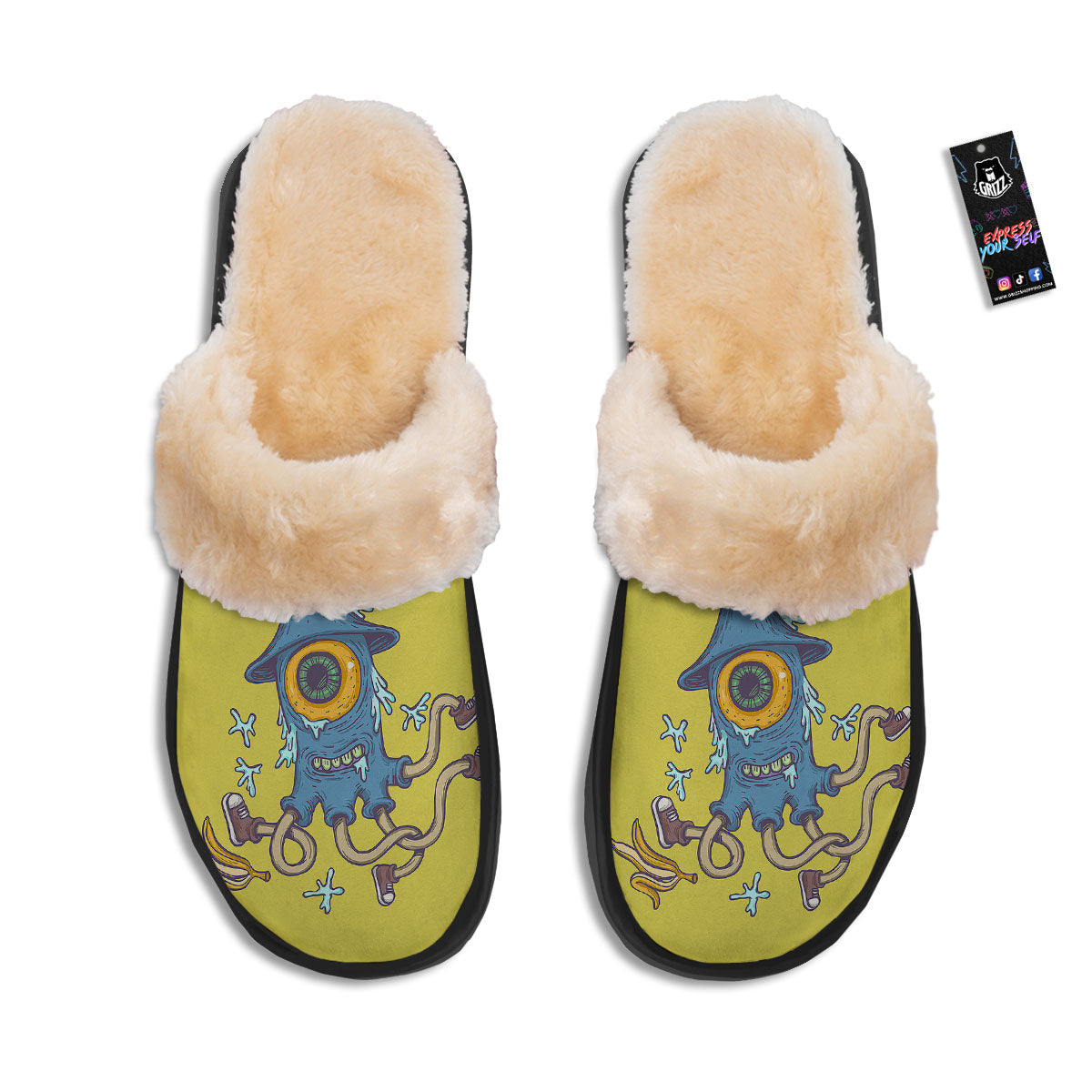 Monster Graffiti Characters Print Slippers-grizzshop