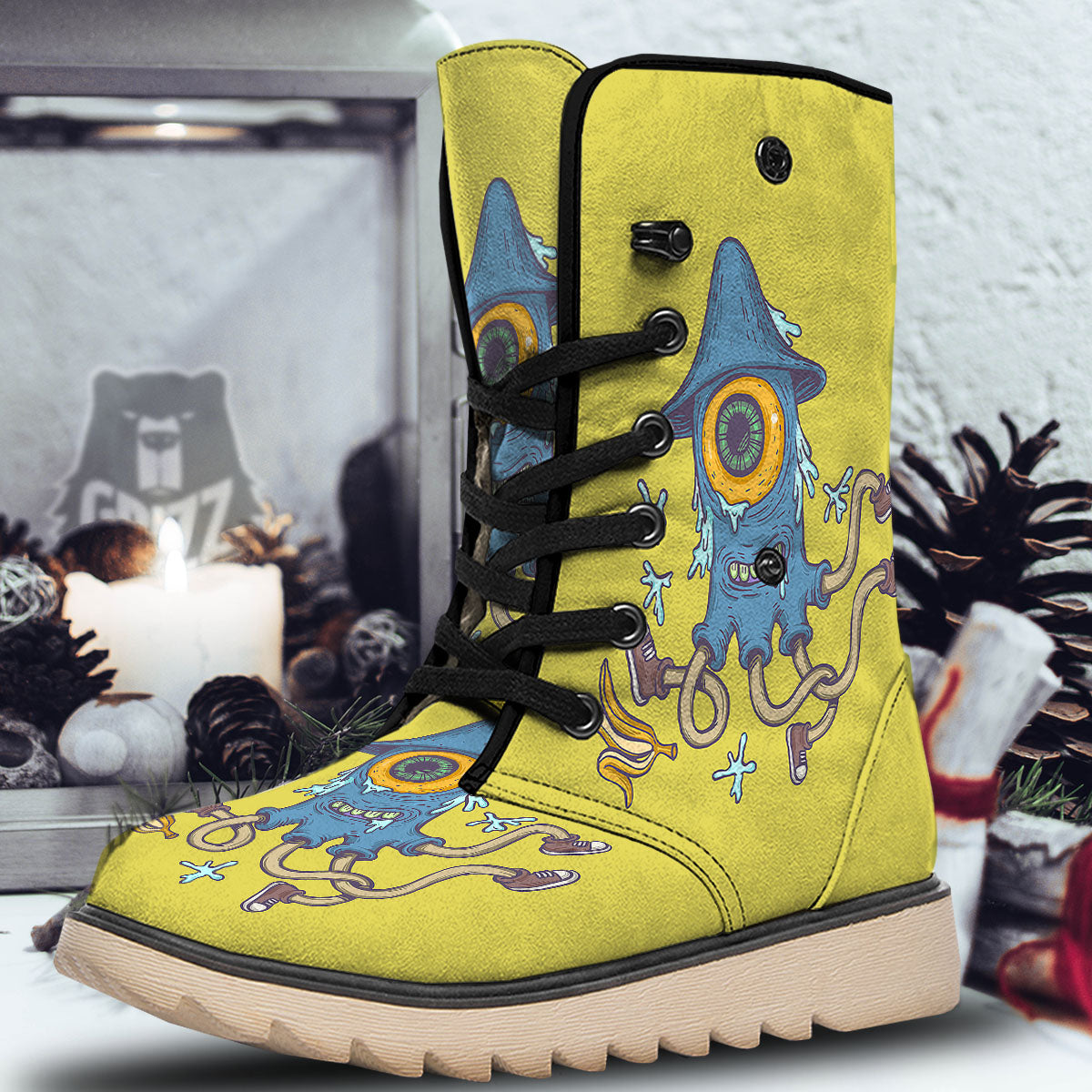 Monster Graffiti Characters Print Snow Boots-grizzshop