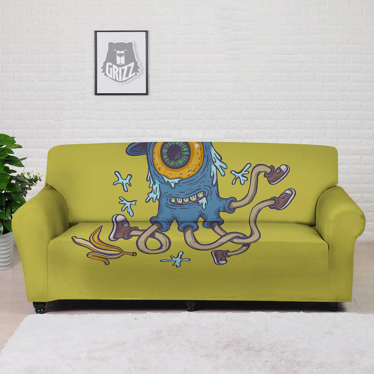 Monster Graffiti Characters Print Sofa Cover-grizzshop