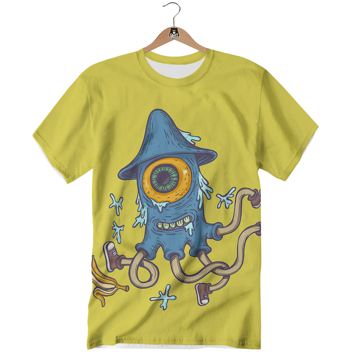 Monster Graffiti Characters Print T-Shirt-grizzshop