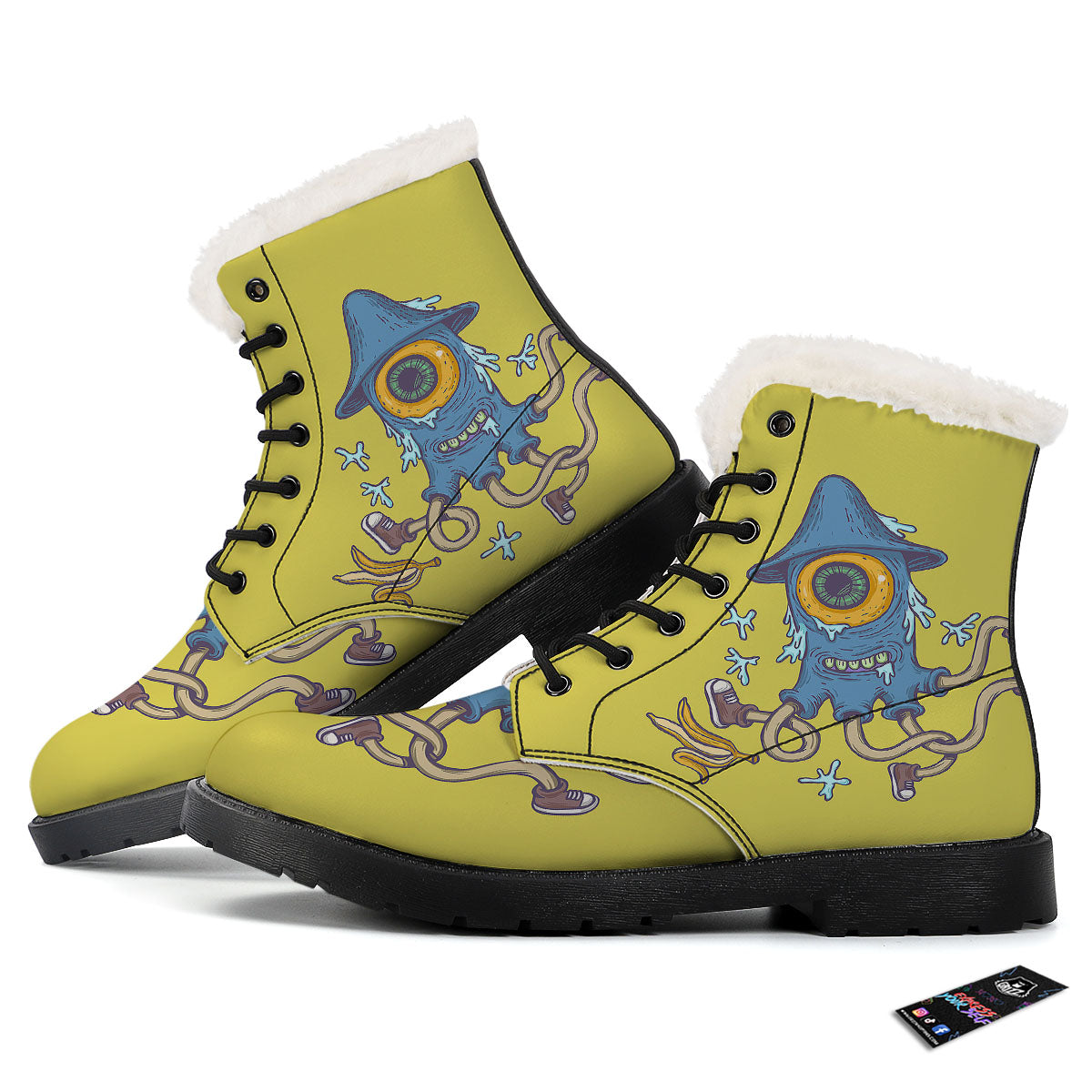 Monster Graffiti Characters Print Winter Boots-grizzshop