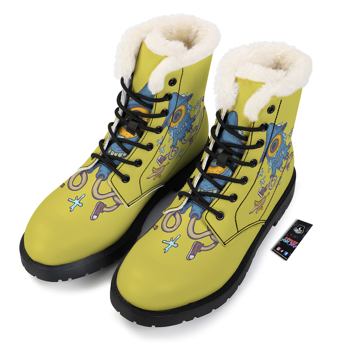 Monster Graffiti Characters Print Winter Boots-grizzshop