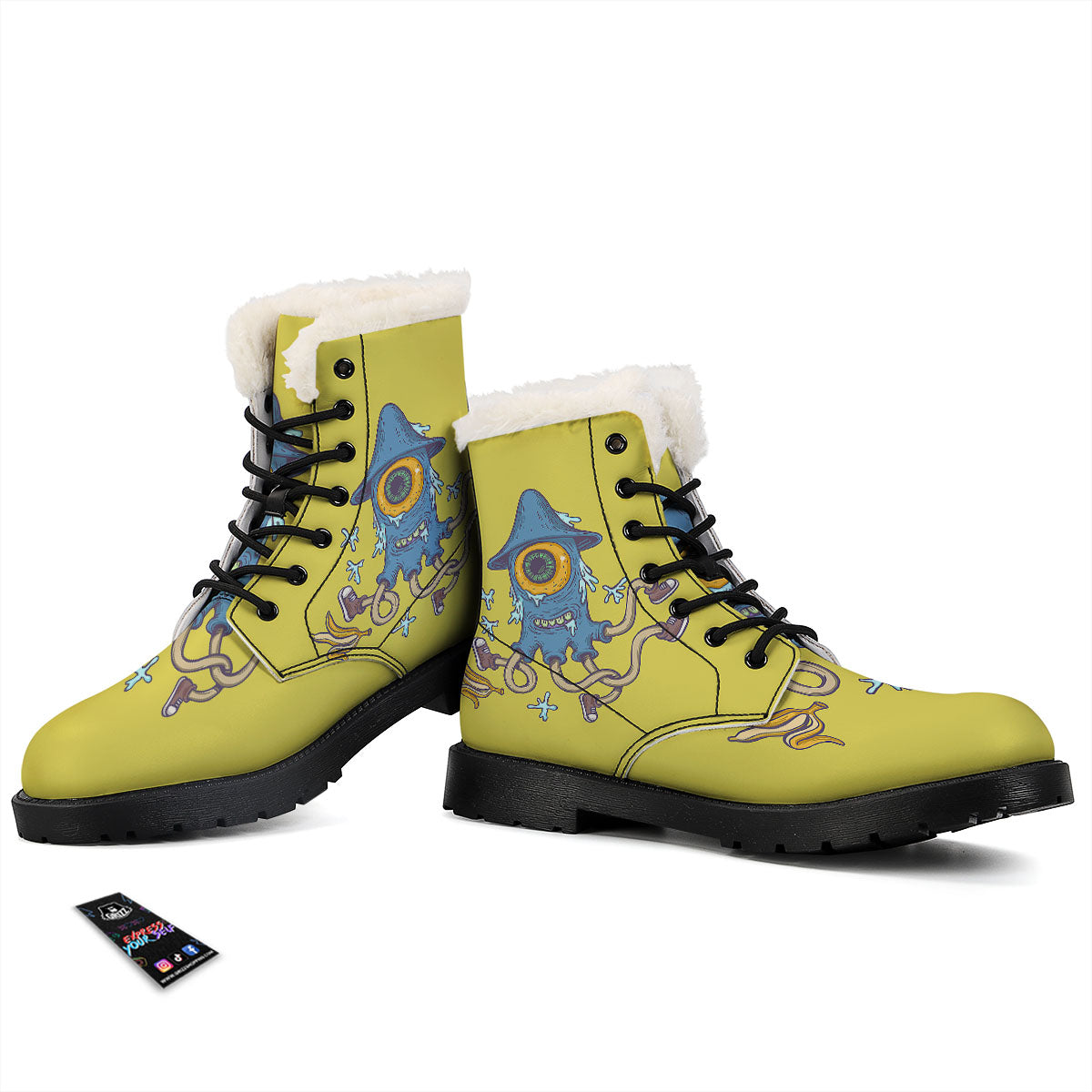 Monster Graffiti Characters Print Winter Boots-grizzshop