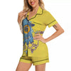 Monster Graffiti Characters Print Women Silk Pajamas-grizzshop