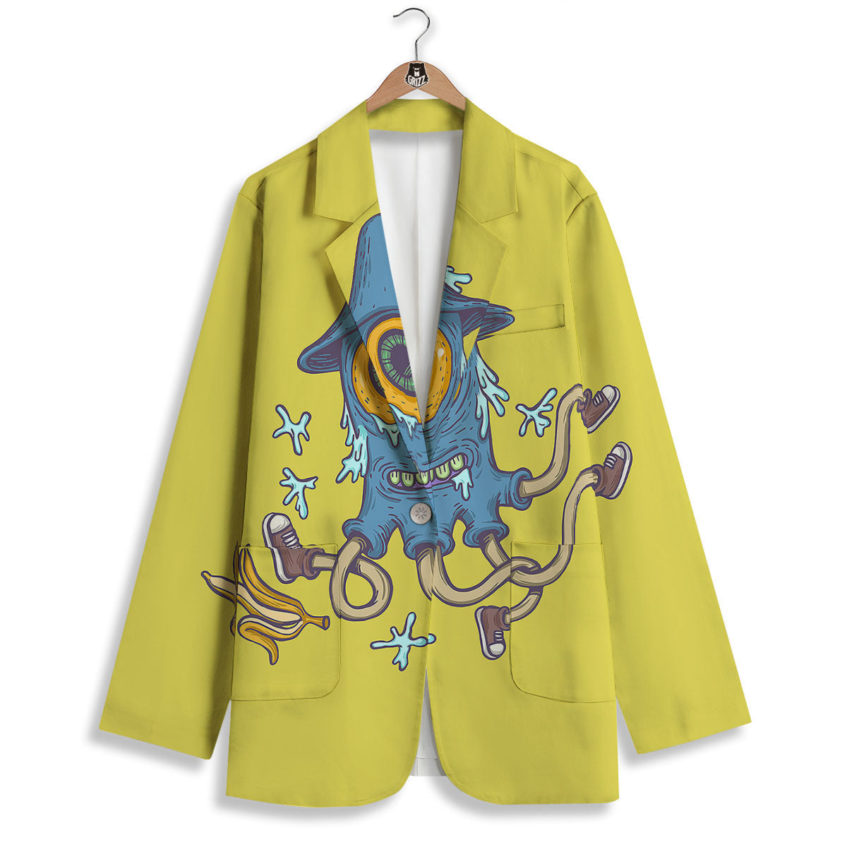 Monster Graffiti Characters Print Women's Blazer-grizzshop