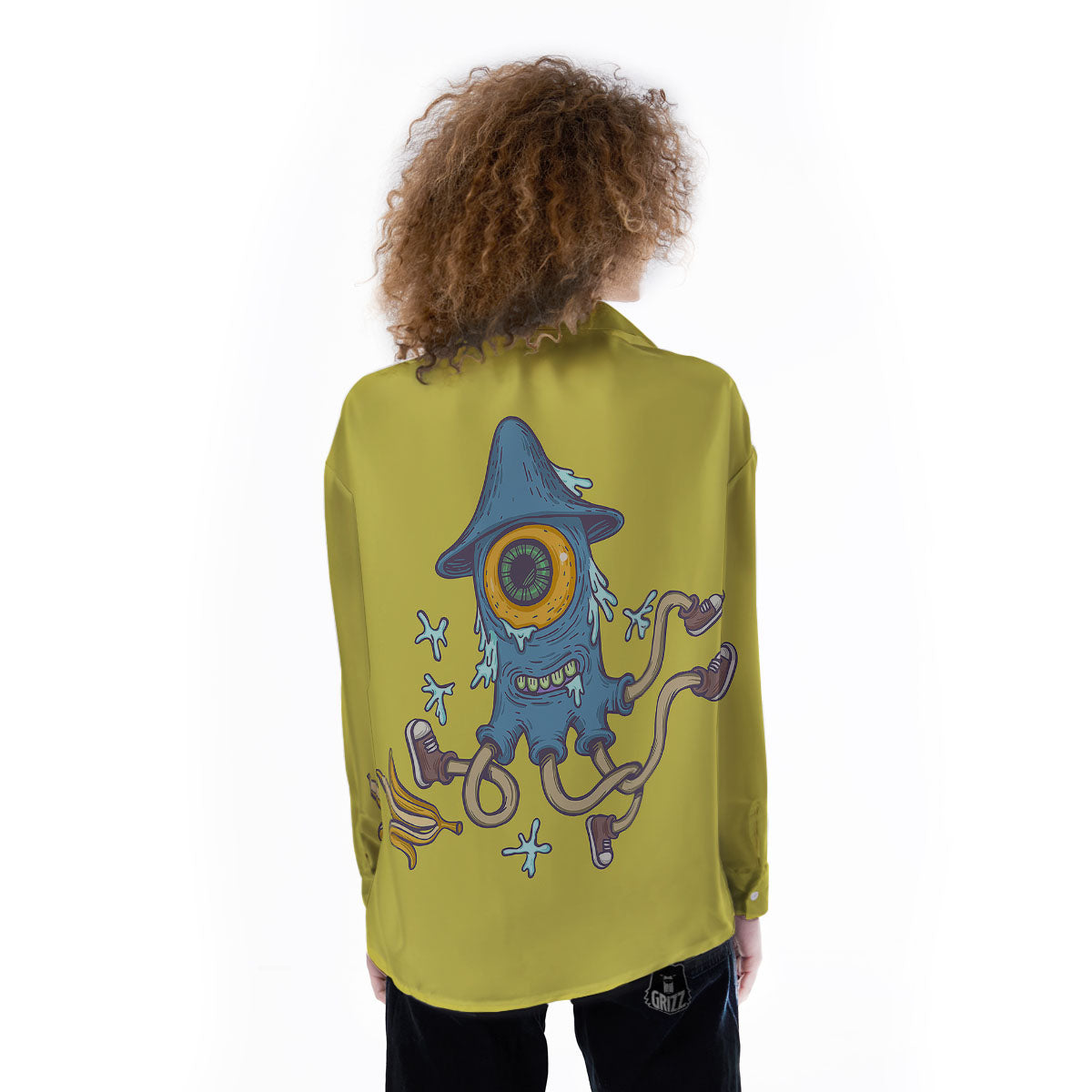 Monster Graffiti Characters Print Women's Long Sleeve Shirts-grizzshop