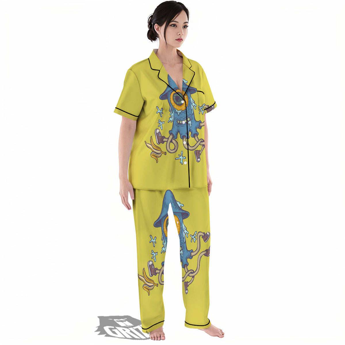 Monster Graffiti Characters Print Women's Pajamas Set-grizzshop