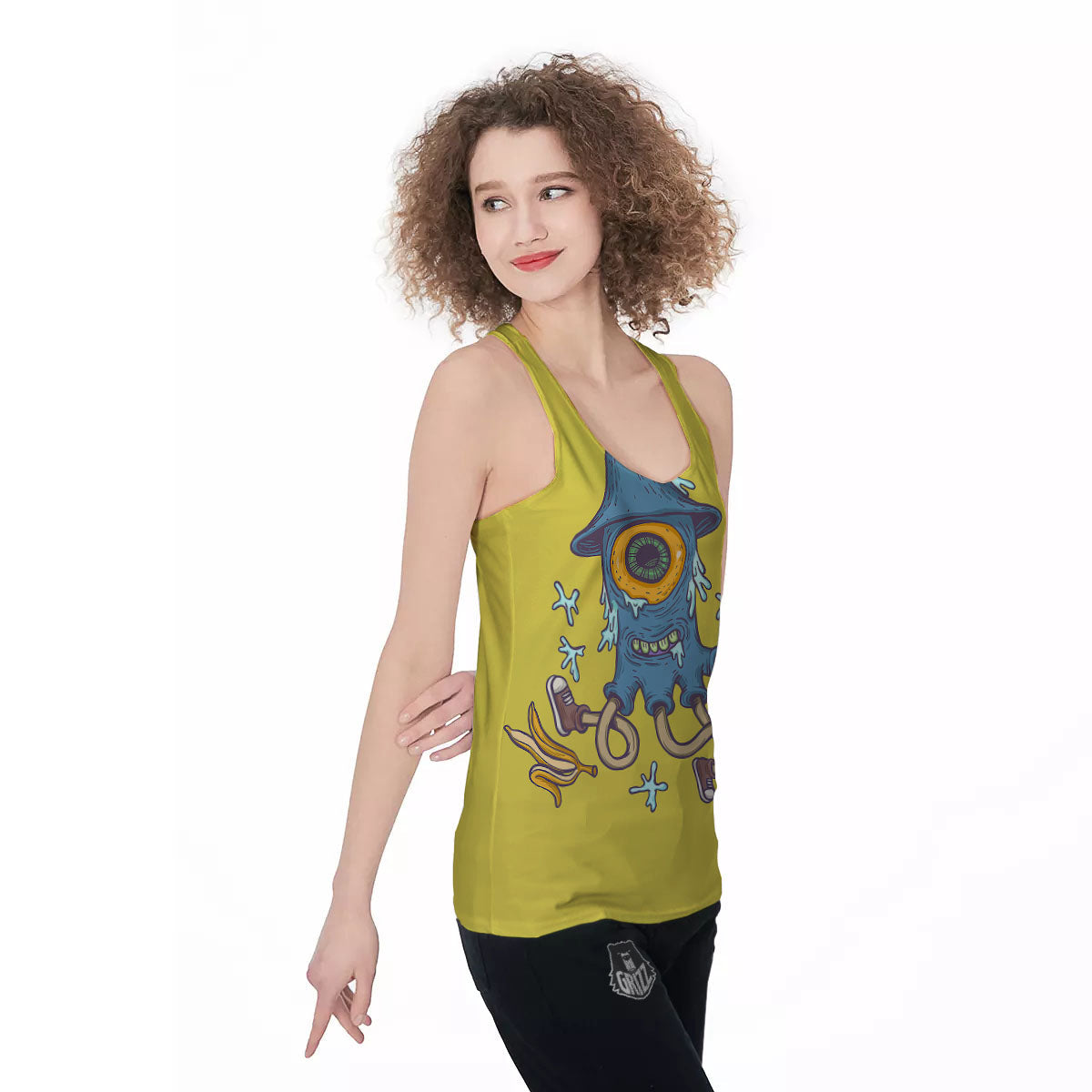 Monster Graffiti Characters Print Women's Racerback Tank Top-grizzshop