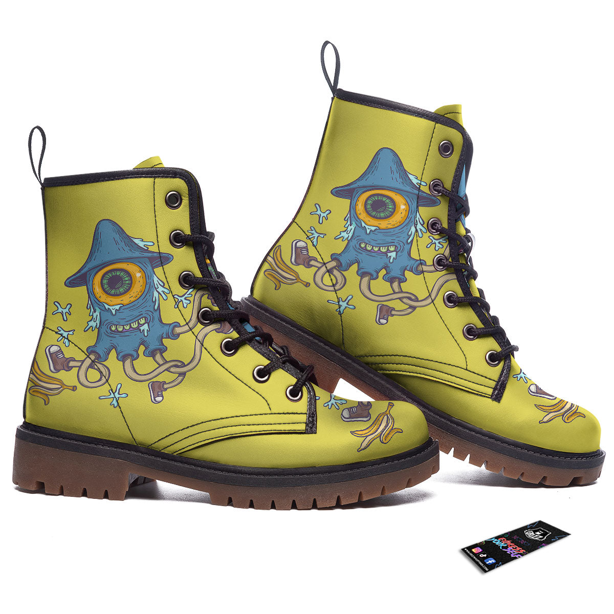 Monster Graffiti Characters Print Work Boots-grizzshop