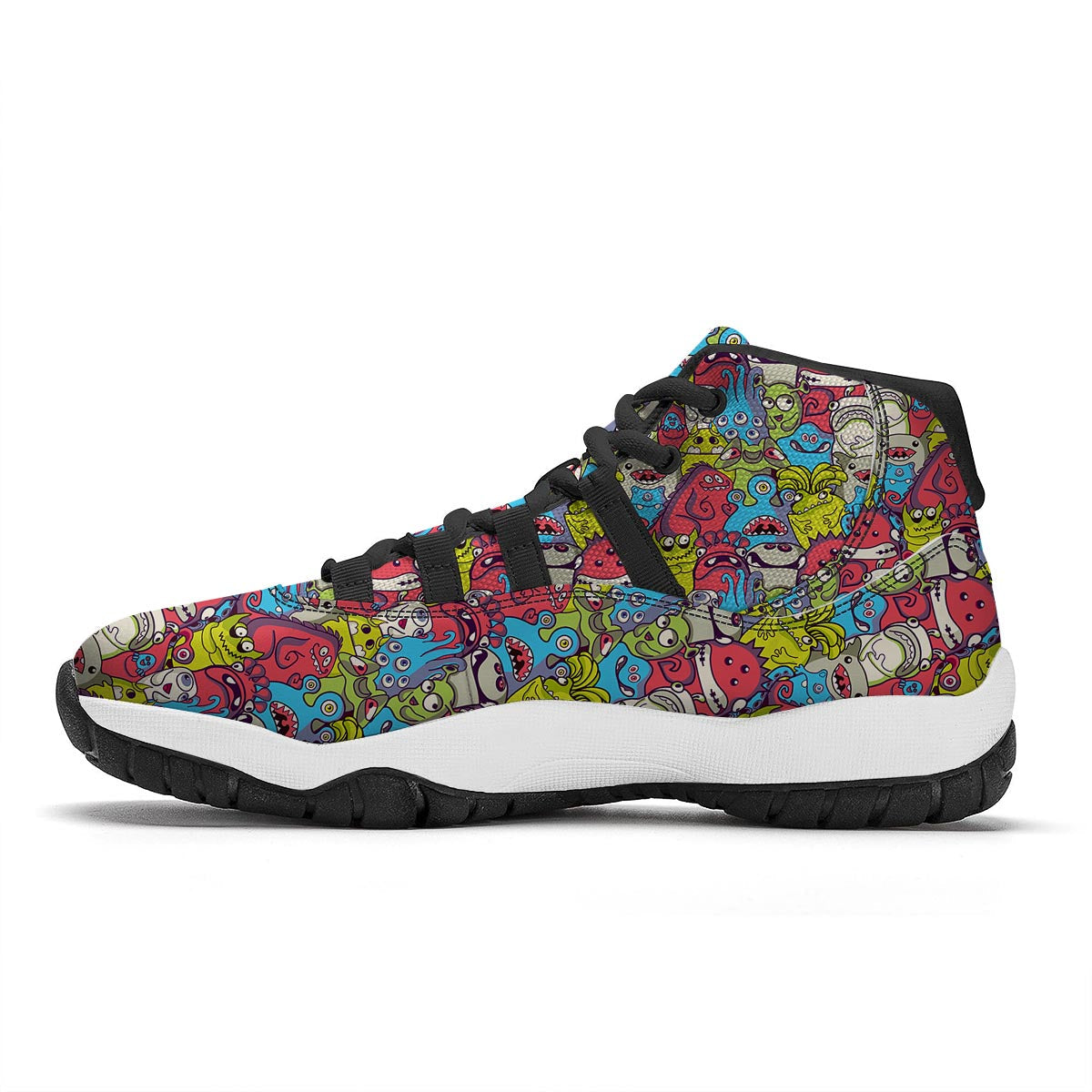 Monster Pattern Print Black Bball Shoes-grizzshop