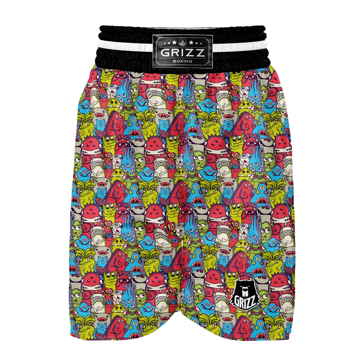 Monster Pattern Print Boxing Shorts-grizzshop