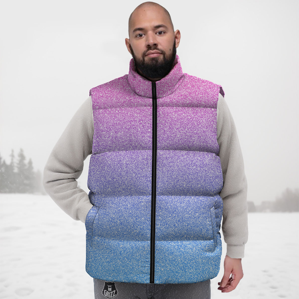 Monster Pattern Print Down Vest