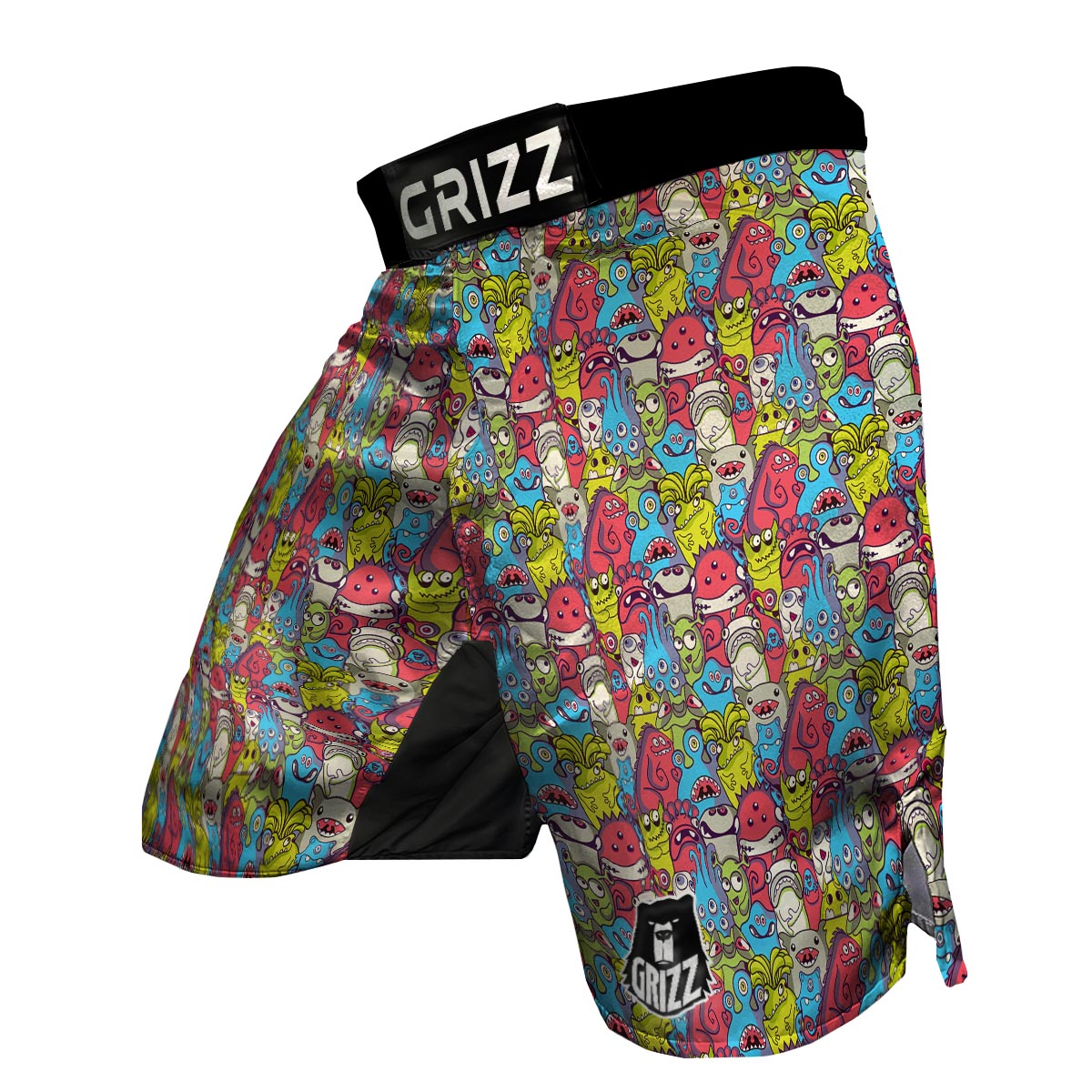 Monster Pattern Print MMA Shorts-grizzshop