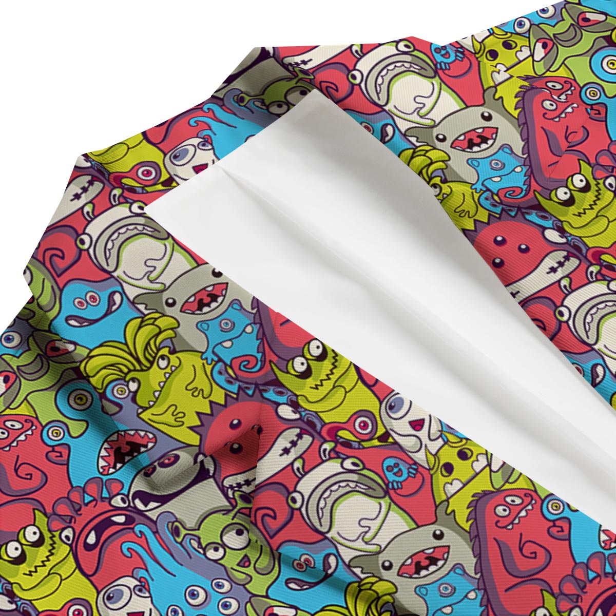 Monster Pattern Print Men's Blazer-grizzshop