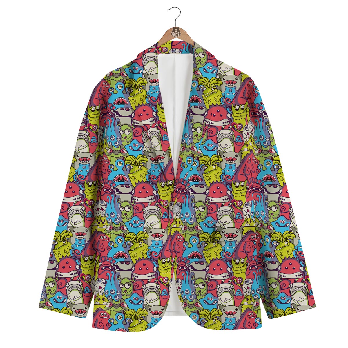 Monster Pattern Print Men's Blazer-grizzshop
