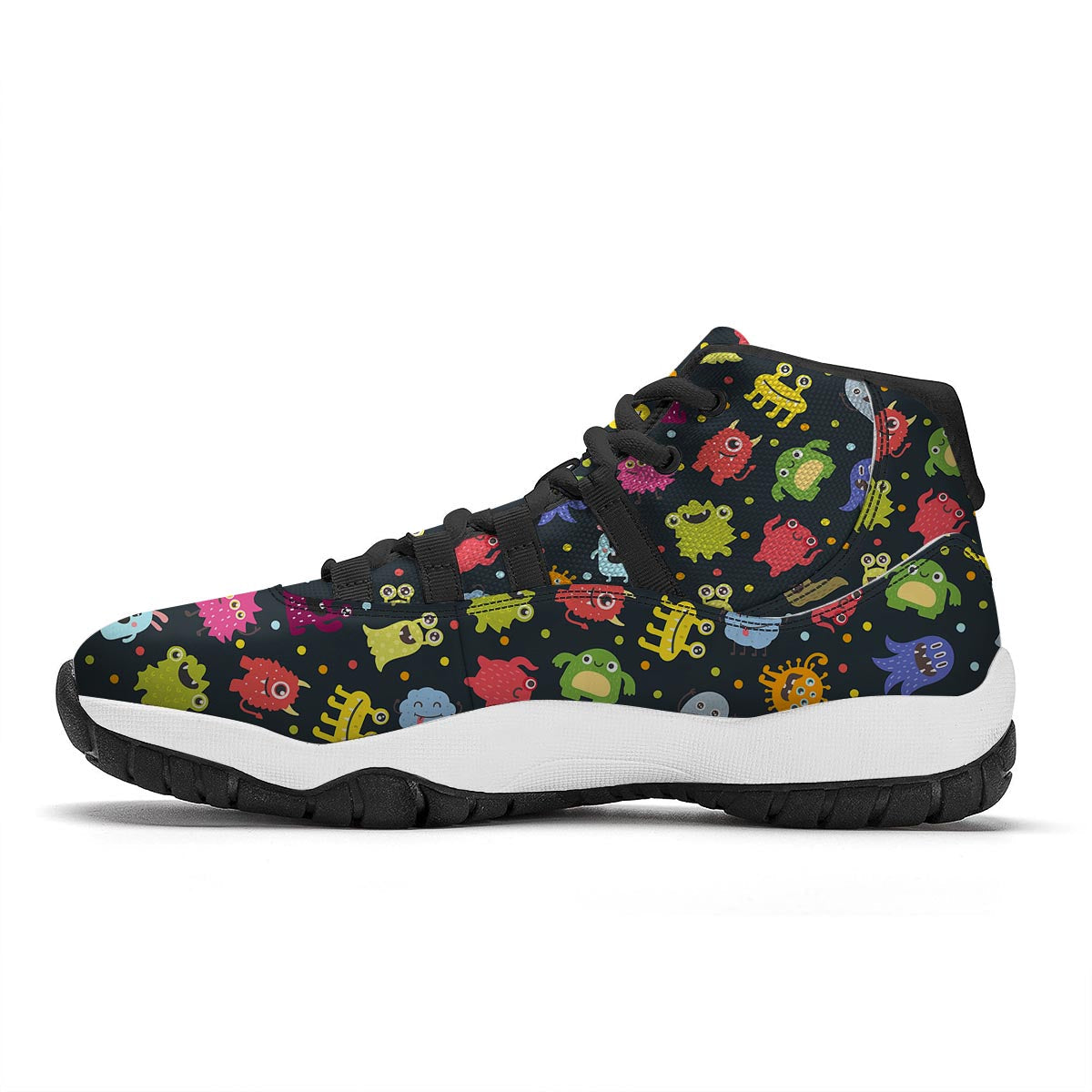 Monster Print Pattern Black Bball Shoes-grizzshop