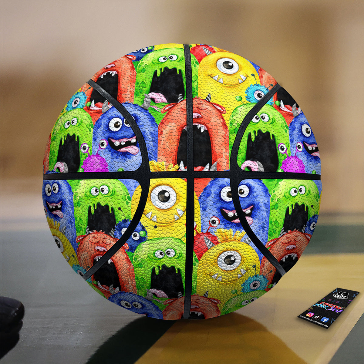 Monster Watercolor Print Pattern Basketball