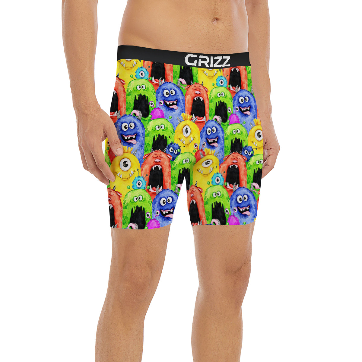 Monster Watercolor Print Pattern Boxer Briefs-grizzshop