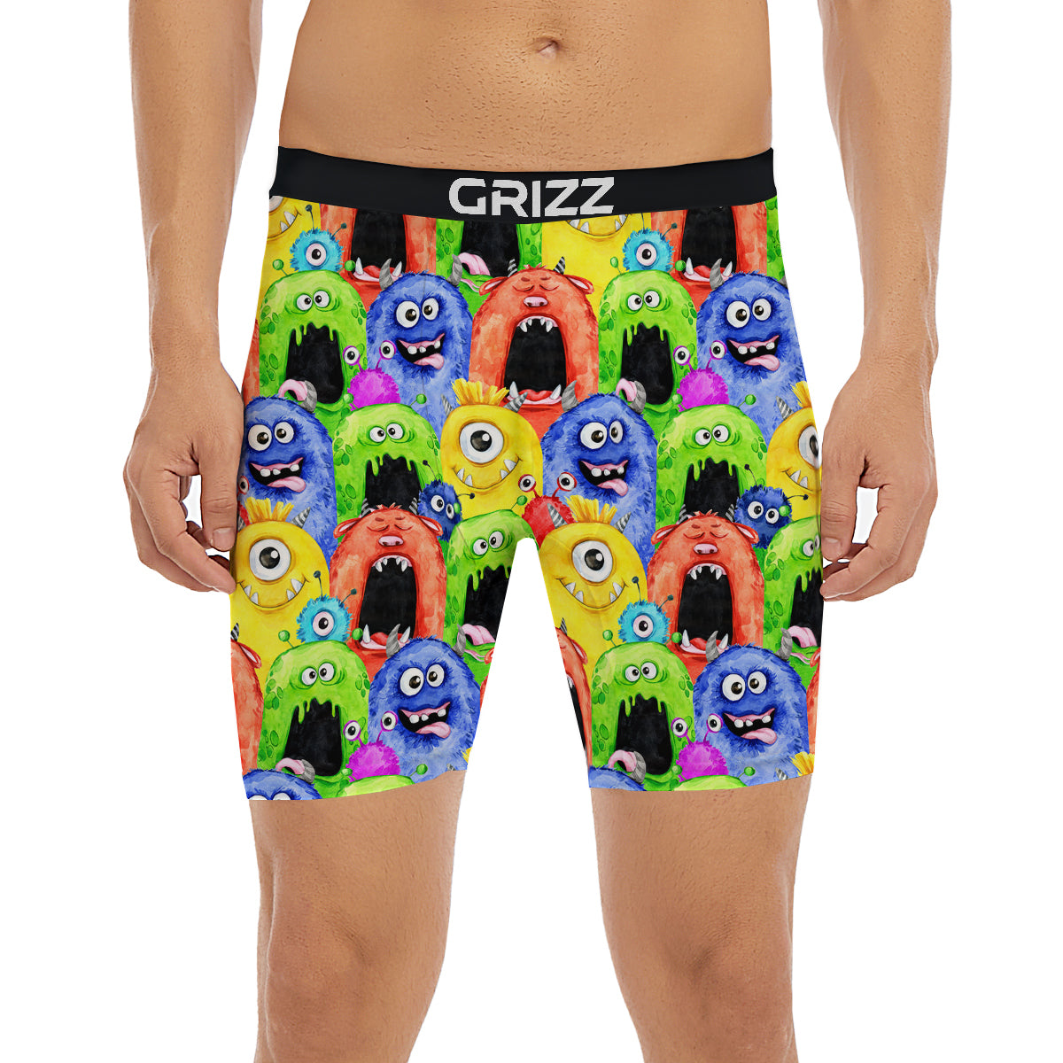 Monster Watercolor Print Pattern Boxer Briefs-grizzshop