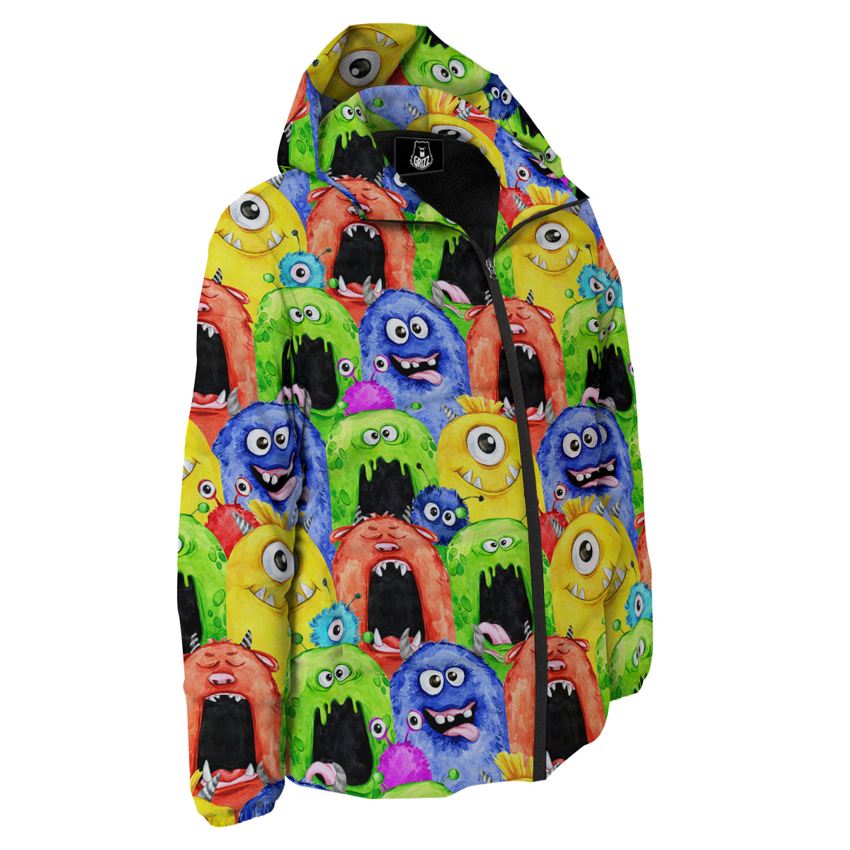 Monster Watercolor Print Pattern Down Jacket-grizzshop
