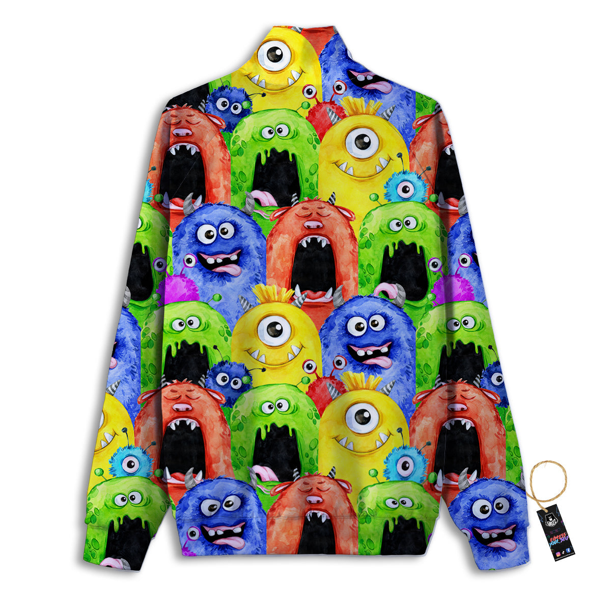 Monster Watercolor Print Pattern Track Jacket-grizzshop