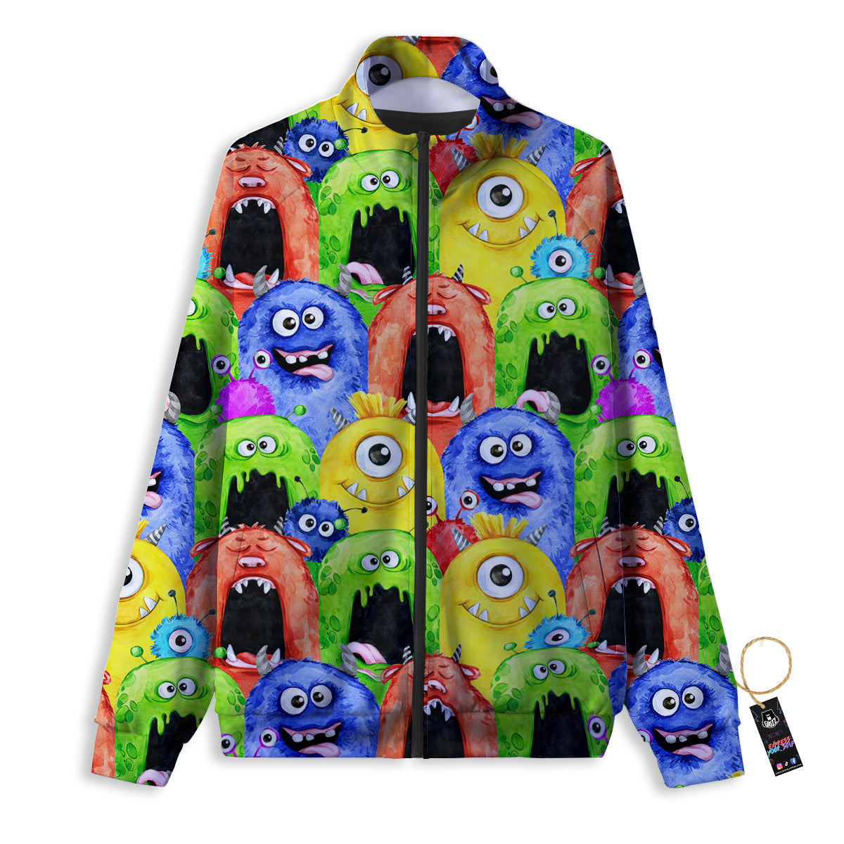 Monster Watercolor Print Pattern Track Jacket-grizzshop