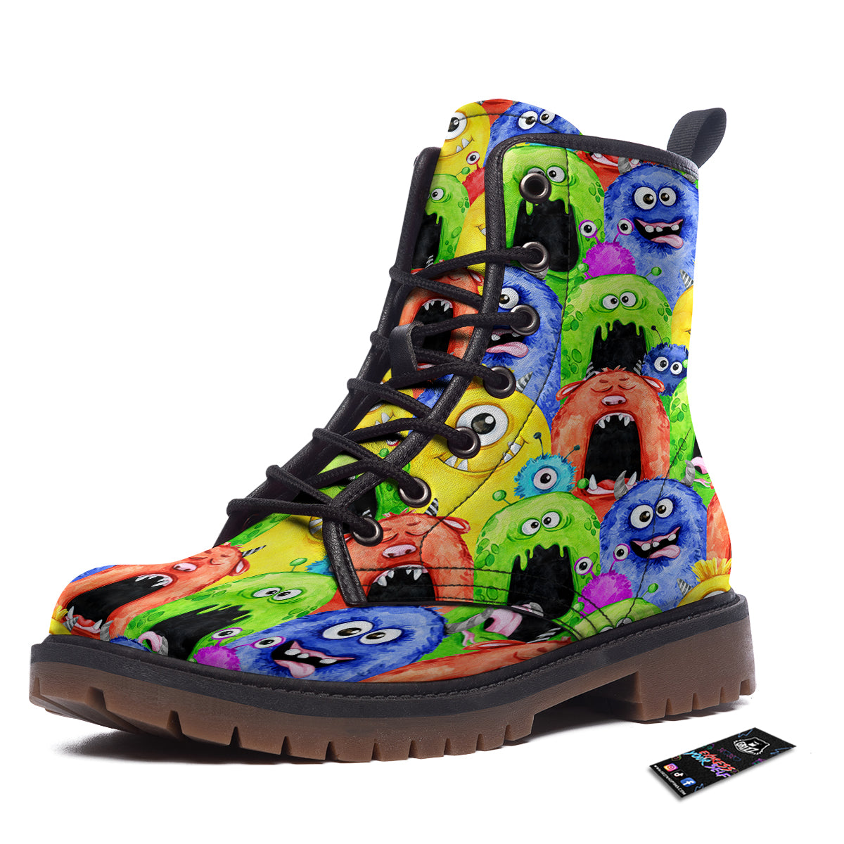 Monster Watercolor Print Pattern Work Boots-grizzshop
