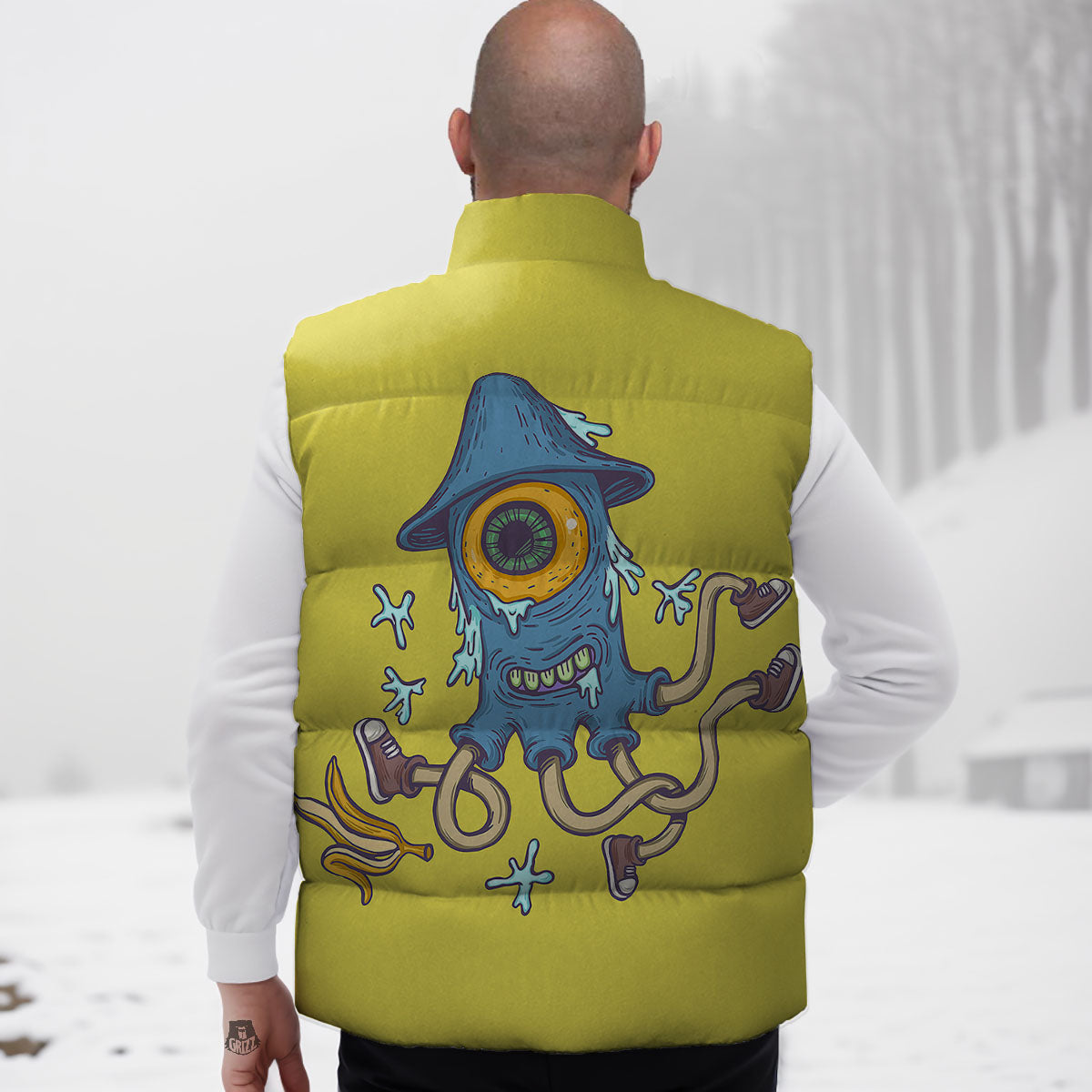 Monster Graffiti Characters Print Down Vest