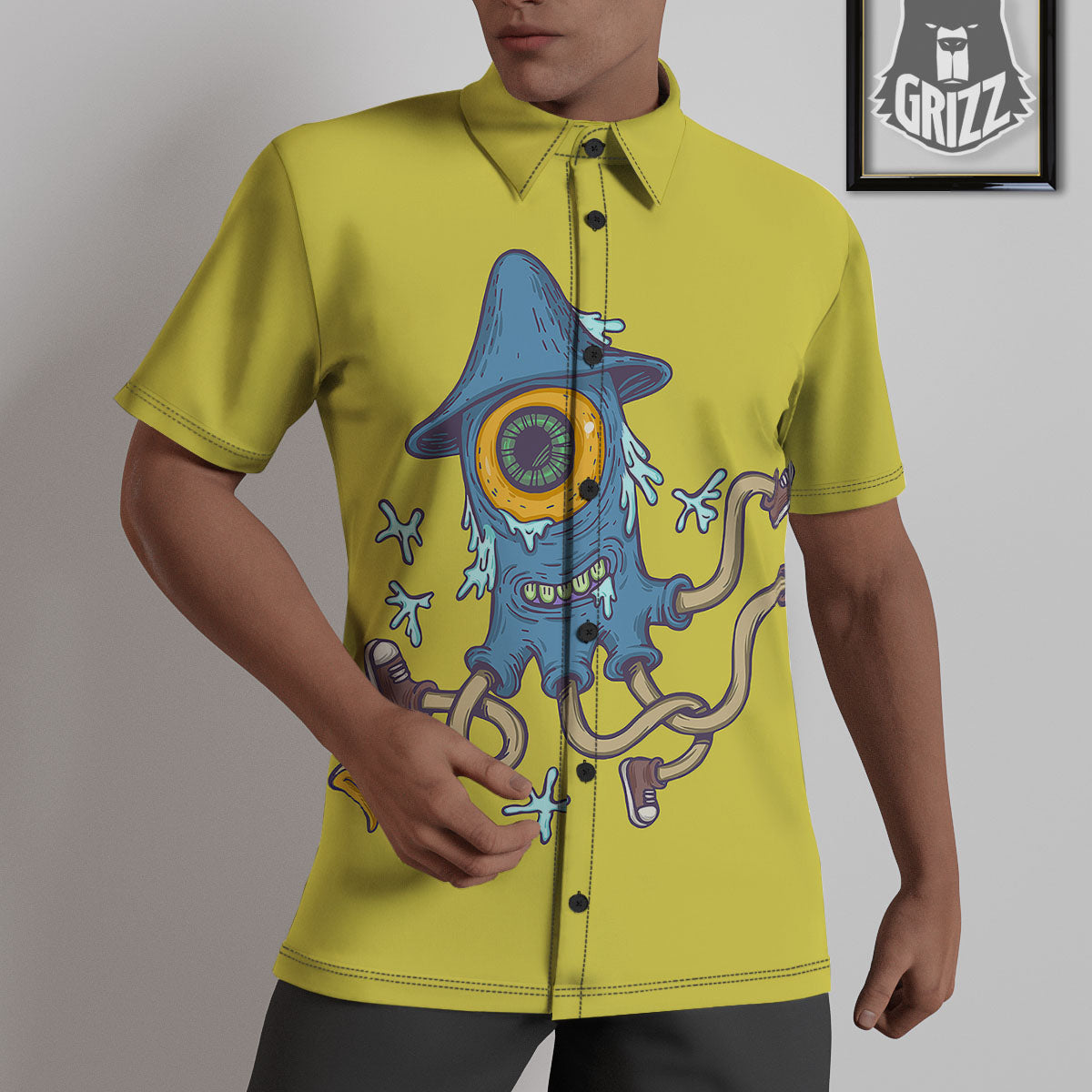 Monster Graffiti Characters Print Untucked Shirts-grizzshop