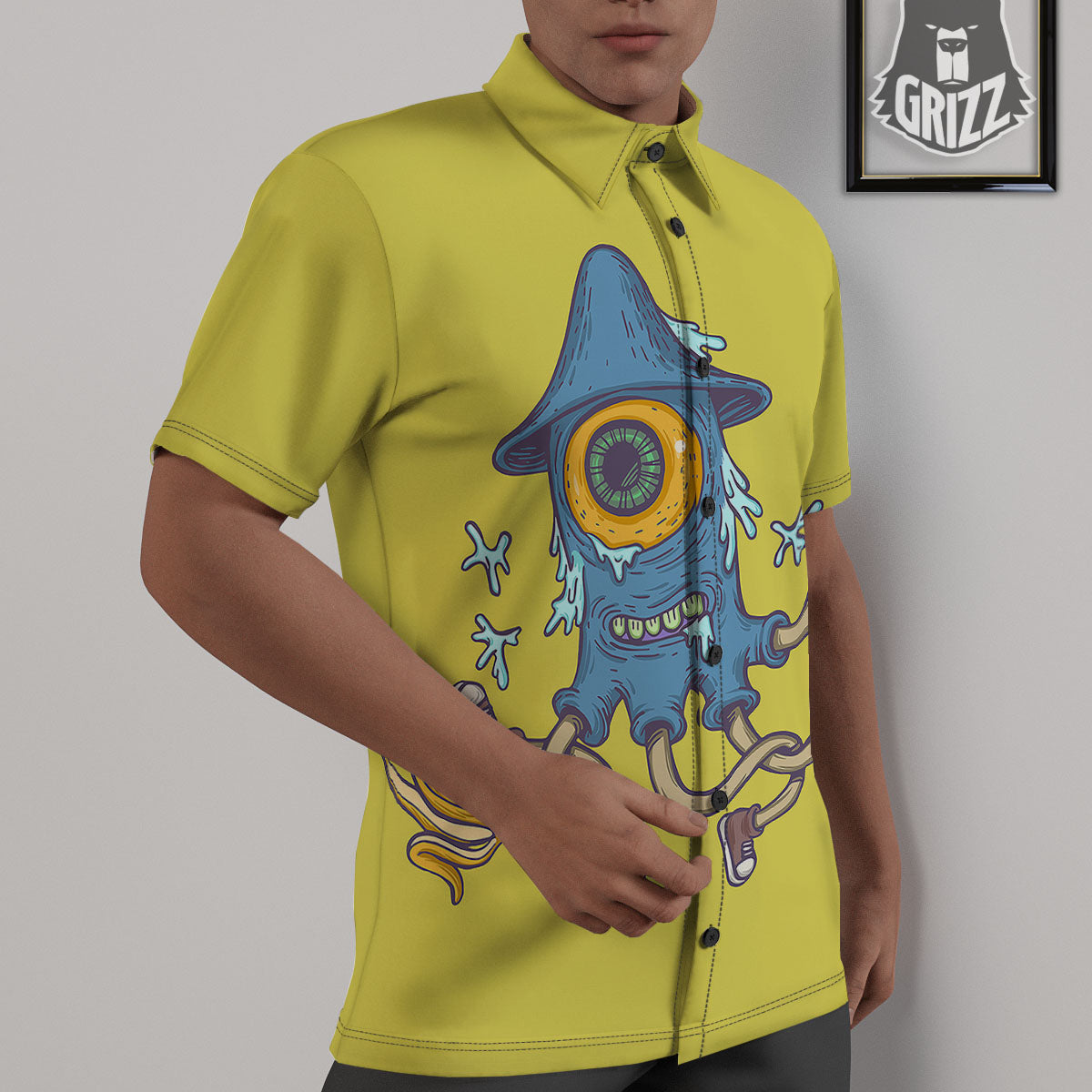 Monster Graffiti Characters Print Untucked Shirts-grizzshop