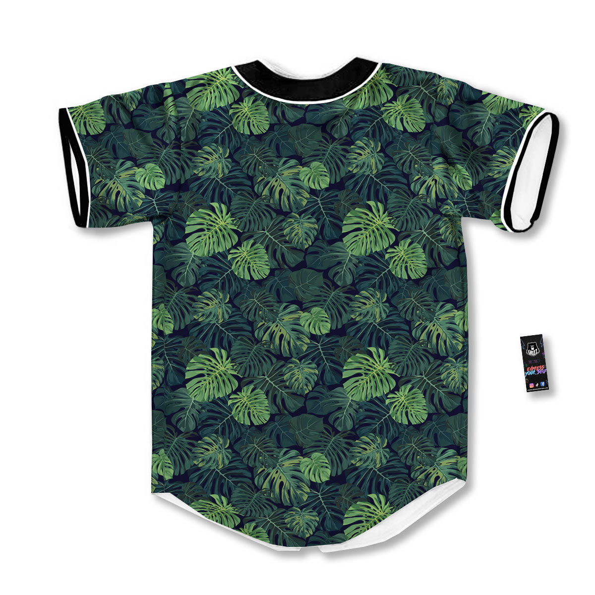 Monstera Green Tropical Print Pattern Baseball Jersey-grizzshop