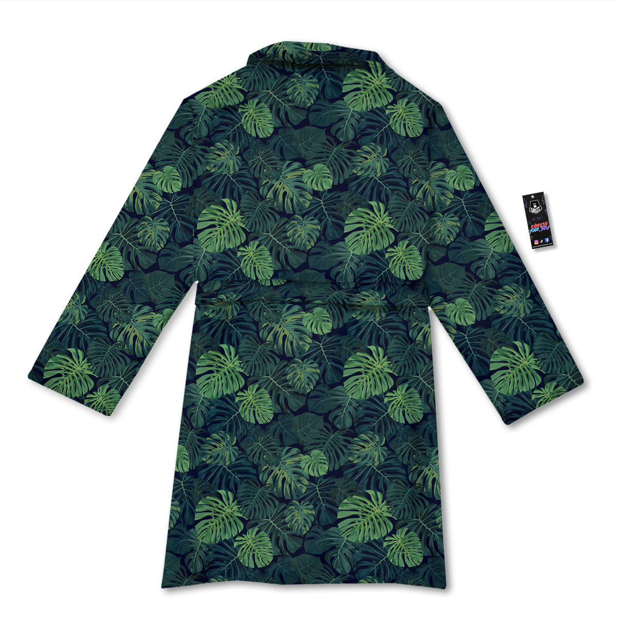 Monstera Green Tropical Print Pattern Bathrobe-grizzshop