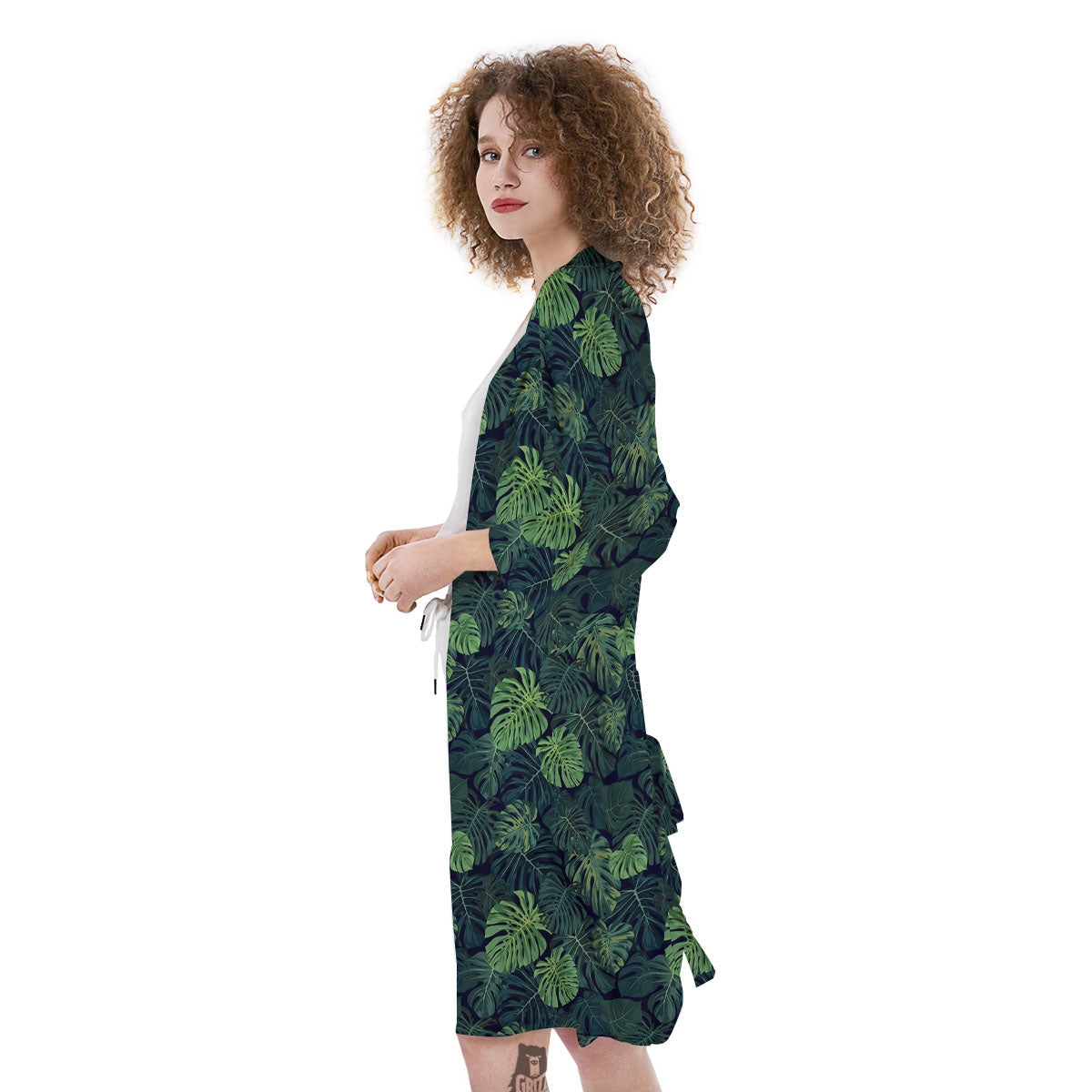 Monstera Green Tropical Print Pattern Kimono-grizzshop