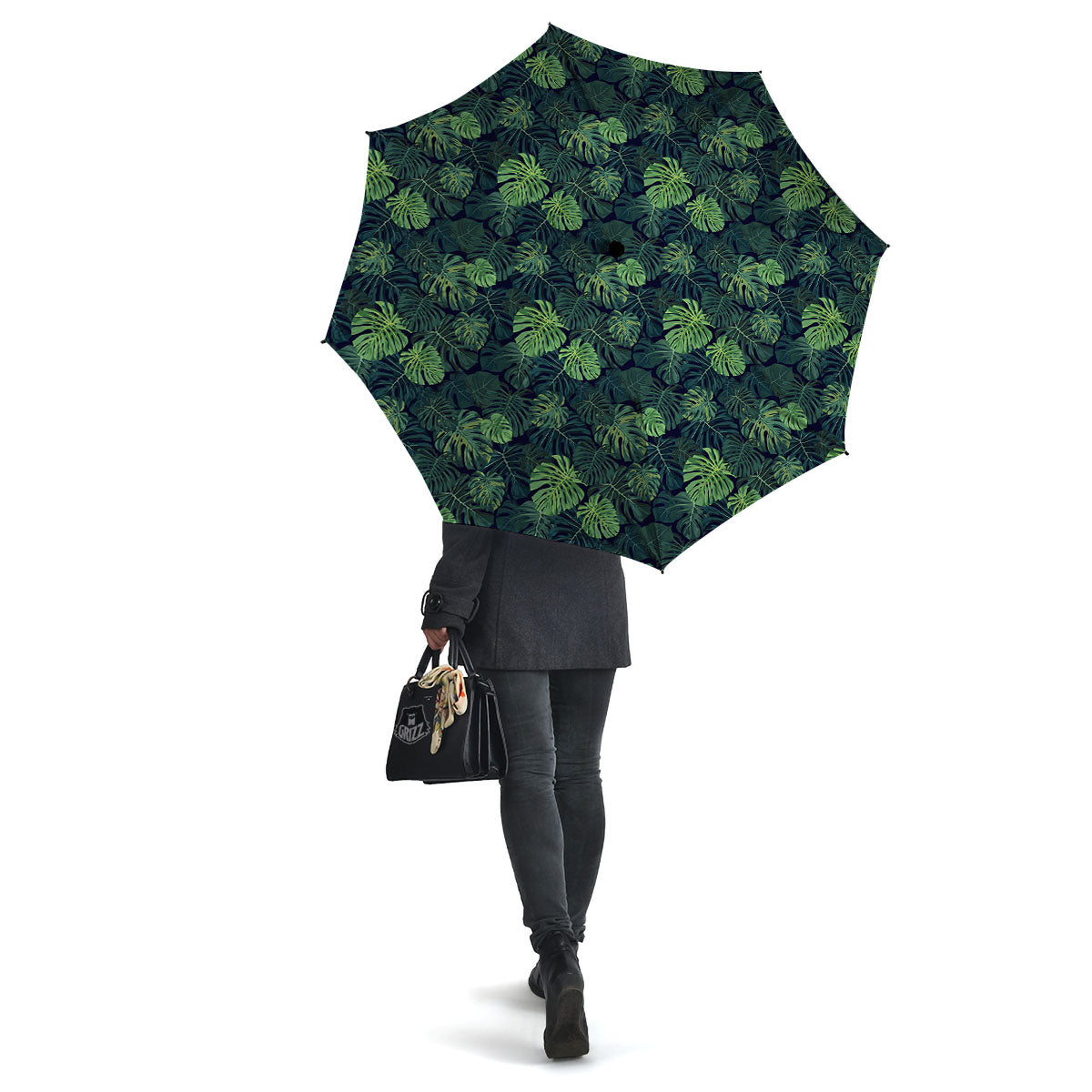 Monstera Green Tropical Print Pattern Umbrella-grizzshop