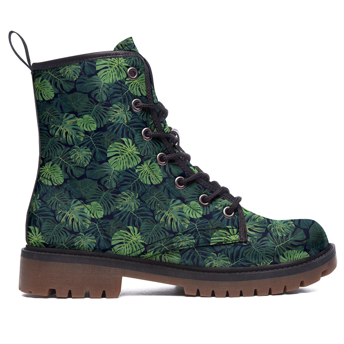 Monstera Green Tropical Print Pattern Work Boots-grizzshop