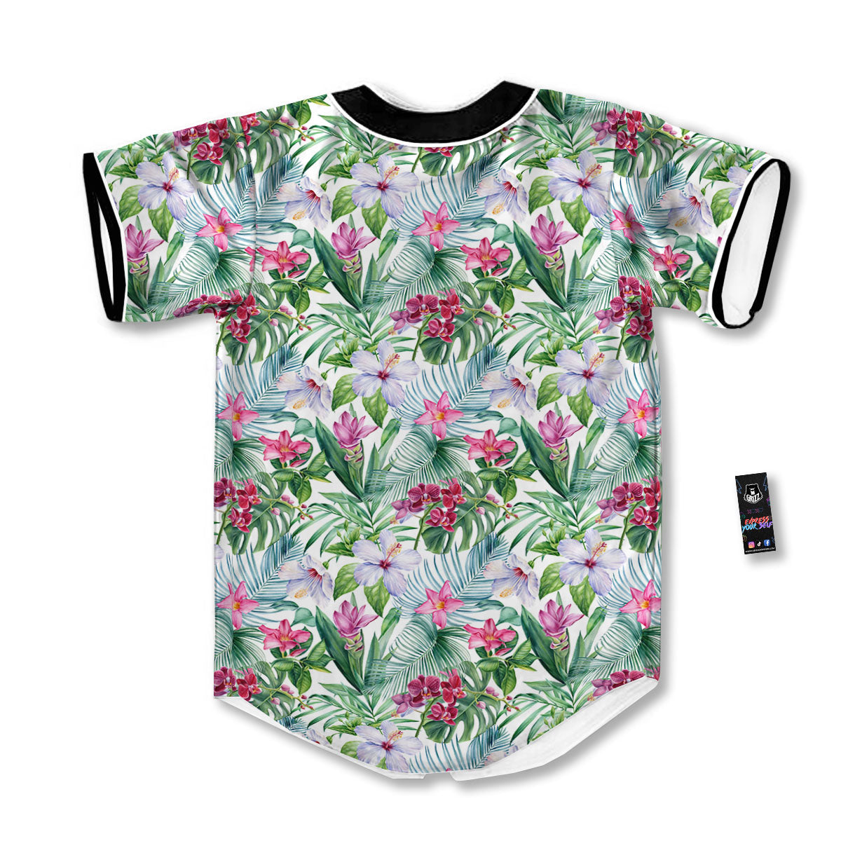 Monstera Hawaii Hibiscus Print Pattern Baseball Jersey-grizzshop