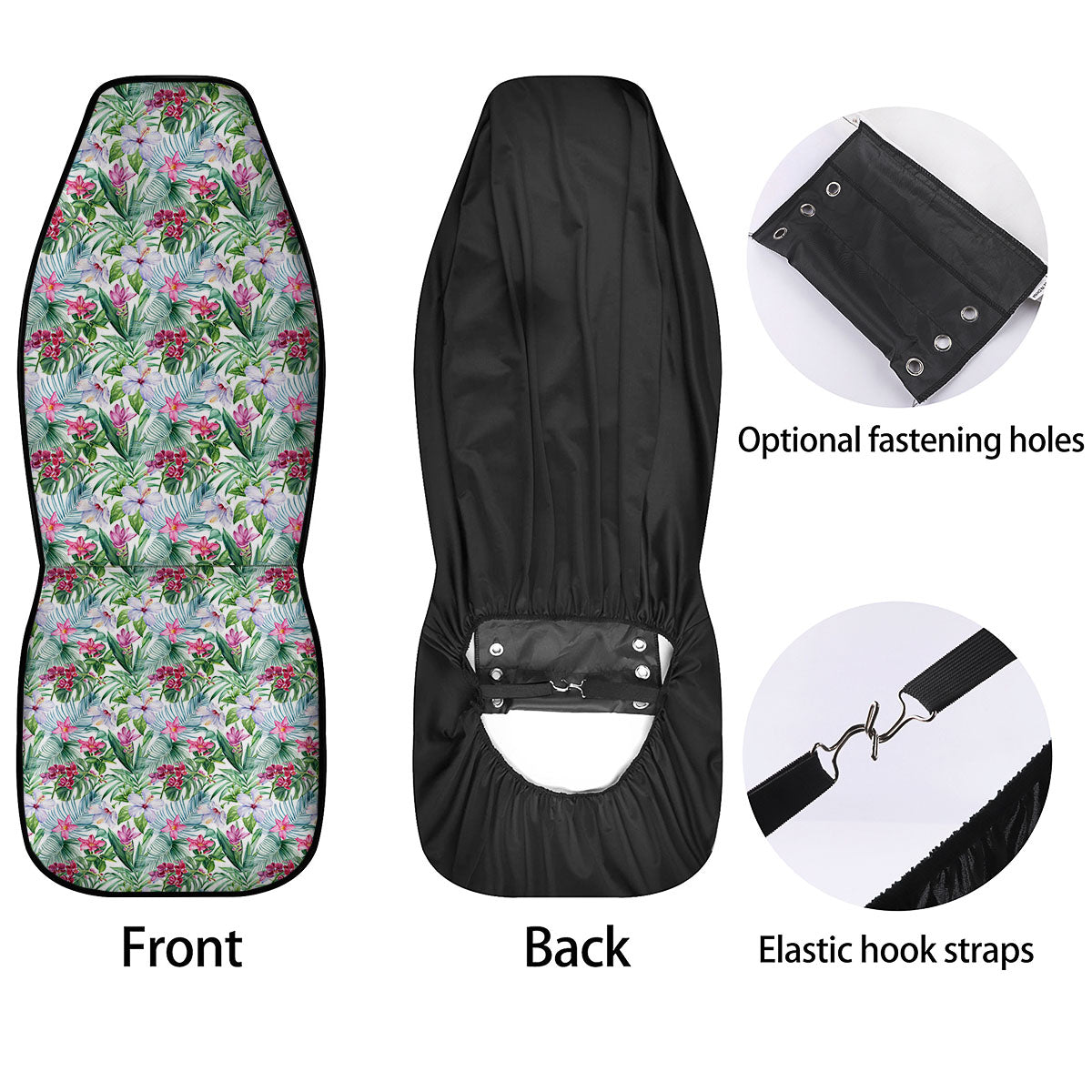 Monstera Hawaii Hibiscus Print Pattern Car Seat Covers-grizzshop