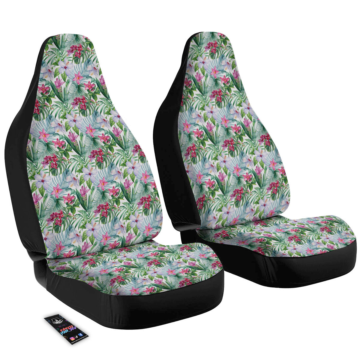 Monstera Hawaii Hibiscus Print Pattern Car Seat Covers-grizzshop