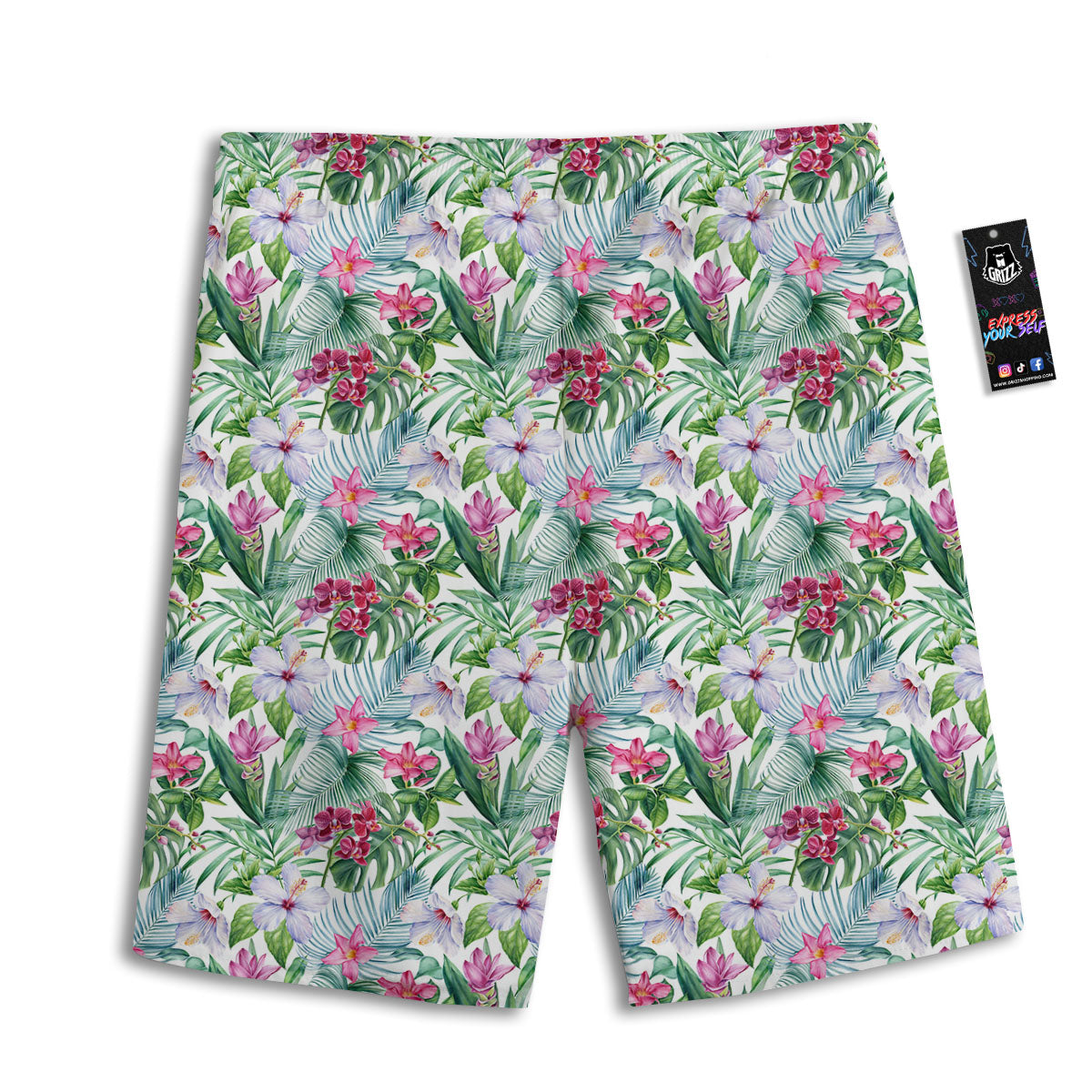 Monstera Hawaii Hibiscus Print Pattern Men's Athletic Shorts