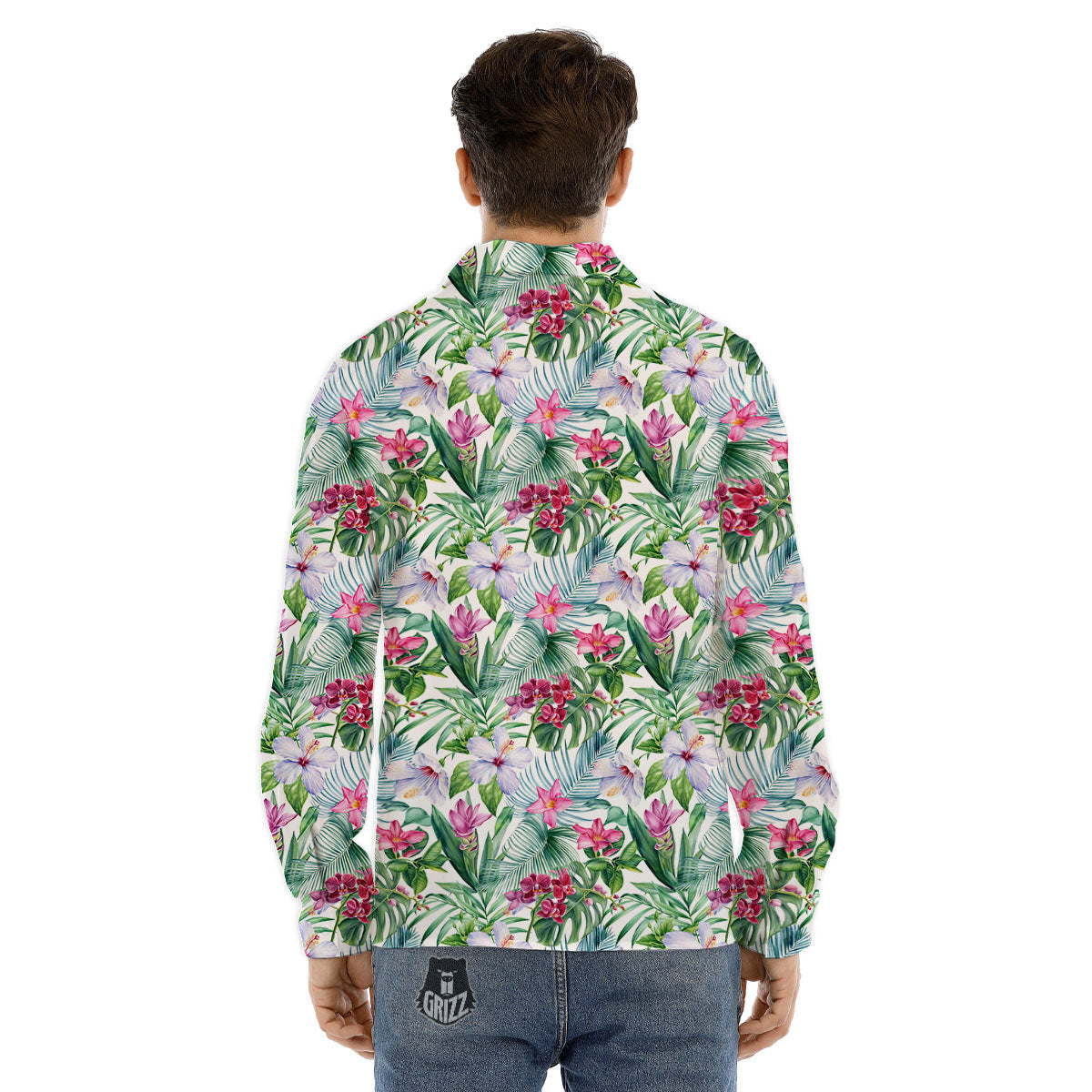 Monstera Hawaii Hibiscus Print Pattern Men's Dress Shirts-grizzshop