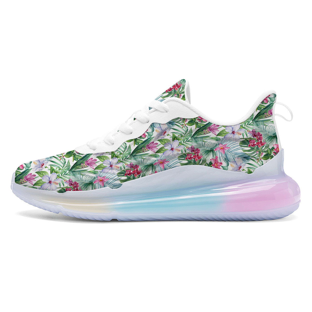 Monstera Hawaii Hibiscus Print Pattern Running Sneakers-grizzshop