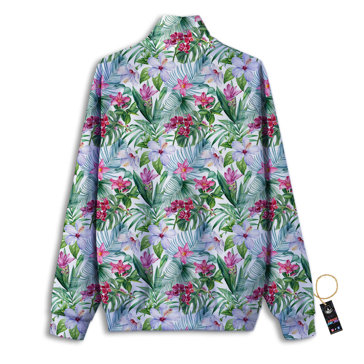 Monstera Hawaii Hibiscus Print Pattern Track Jacket-grizzshop