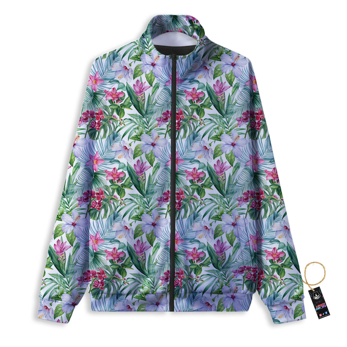 Monstera Hawaii Hibiscus Print Pattern Track Jacket-grizzshop